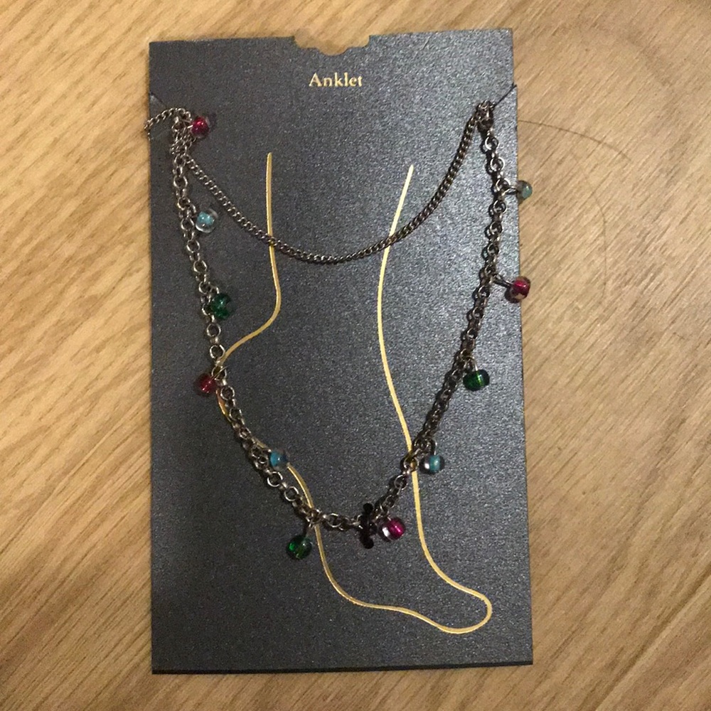 NEW W/ TAGS silver beaded anklet